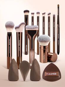 MAANGE 4/11pcs Professional Makeup Brush Set, Includes Powder Brush, Bronzer Brush, Foundation Brush, Blending Brush, Highlighter Brush, Concealer Brush, Blush Brush, Contour Brush, Makeup Accessories And Tools, Suitable For Daily Use And Travel, Perfect Makeup Accessory Gift For Friends - Brown - View 15