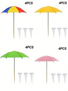 4pcs Potted Plant Sunshade Umbrella Set, Outdoor Plants & Flowers Shade Umbrella, Potted Plant Shade Cover, 1 Mini Umbrella + 3 Watering Devices, UV Protection & Heat Insulation Design, Suitable For Tall And Short Plants Coverage - Multicolor - View 3