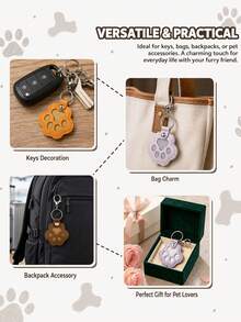 Cute Paw-Shaped PU Leather Pet Hair Storage Keychain, Multi-Purpose Bag Charm Phone Pendant, Warm Memorial Gift For Pet Owners - Multicolor - View 6