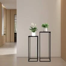 YUNRUX Black 2Pcs Metal Plant Stand Set Waterproof Rustproof Flower Pot Display Shelf For Home Wedding Party Event Decoration - AS SHOWN - View 11