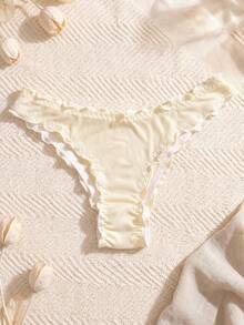 DAZY 5pcs Sweet Floral Ruffle Low Waist Seamless Bikini Panties, Soft And Comfortable, Suitable For Yoga, Sports And Daily Wear - Multicolor - View 8