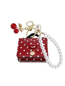 Women's Mini Coin Purse Keychain With Pearl Chain And Small Cherry, Cute Designer Style Handbag Tote Bag Charm Accessory - Multicolor - View 14