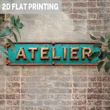 2D Flat Vintage Factory Metal Sign - 1pc Durable Industrial Style Wall Decor, Suitable For Garage, Man Cave, Studio - Vintage Teal And Rust Effect, No Power Required (Random Style) - A - View 3