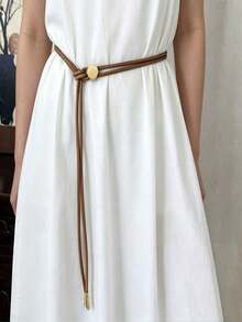 1pc Fashionable Vintage Thin Knotted Waist Belt, Adjustable Length, Suitable For Date, Outing, Daily Commute--Match With Skirt, Shirt, Coat, Fashionable Decorative Versatile Waist Rope - Multicolor - View 2