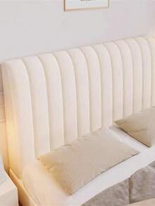 Hexagon Pattern Quilted Soft Bread-Style Headboard Cover, Thick Solid Color Dust-Proof Protective Headboard Cover, All-Season Bedding Accessory, Fixed Adhesive Headboard Cover, Elastic Stretchable Back, Detachable - Off-white - View 2