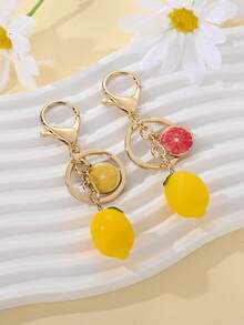 2 buah Gantungan Kunci Tas Bentuk Buah Lemon & Jeruk Bali yang Kreatif dan Lucu, Cocok Sebagai Hadiah untuk Teman - Set Gantungan Kunci - View 5