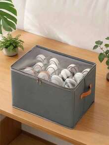 Foldable Shoe Storage Box With Dividers, Dust-Proof Zipper Shoe Storage Bin, Reinforced Handle, Multi-Compartment Shoe Organizer, Suitable For Closet, Entryway, Home - Multicolor - View 14