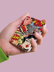 1PC European Cartoon Series Portable Vanity Mirror, Foldable Lightweight Ultra-Thin Convenient Hand Mirror, PU Leather, Suitable For Multiple Scenarios And All People, Rectangular Mirror, Pocket Mirror, Cartoon Letter Fashion Girl Pattern Design, Exquisite And Delicate, Easy To Carry, Handheld Makeup Mirror, 180° Flip Cover, Multi-Functional Mini Mirror, Compact Mirror, Mirrors For Daily Use, Holidays, Birthday, Valentine's Day - Multicolor - View 5