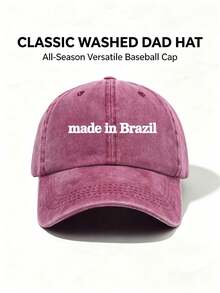 1PC Unisex Made In Brazil Printed Vintage Baseball Cap Adjustable Design Stylish Hiking Hat Perfect For Parties Travel Sun Protection And Everyday Use - Multicolor - View 3