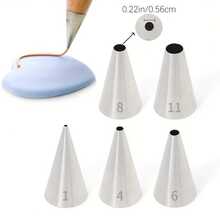 6/12 Pcs Frosting Tips Round Piping Tips Set, Stainless Steel Icing Tip For Decorating Cupcake Nozzles Small Cake Piping Tip Cake Writing Icing Pastry Dispensers Supplies For Baking Cookies Puff Cream - Multicolor - View 5