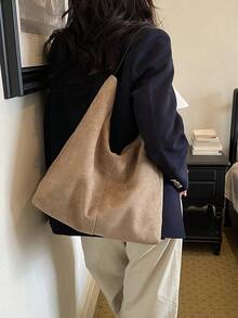 New Solid Color Diamond Quilted Minimalist Retro Women's Shoulder Bag - A - View 4