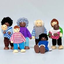 Wooden Doll Figures, 8Pcs Family Wooden Figurine Set, Party Tabletop Decor, Home Desktop Display Ornament, Decorative Statue Gift For Celebration - 8pcs Figure - View 8