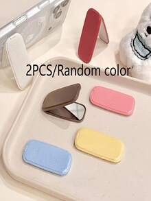 2pcs/Set (Random Color): Foldable Self-Adhesive Phone Stand With Built-In Mirror, Compatible With Smartphones And Tablets, Supports Landscape And Portrait Modes, Suitable For Video Calls, Gaming And Presentations - A - View 1