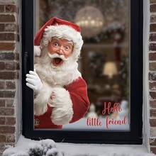 1 buah (7,87*11,81 inci) Stiker Jendela Kaca Bermotif Visual Santa Claus Dua Sisi, Hiasi Rumah Anda, Hadirkan Suasana Liburan ke Rumah Anda, Hadiah Stiker Dekorasi Liburan, Ulang Tahun, Wisuda - Red and White - View 8