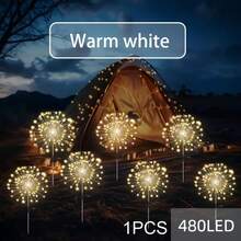 Solar Powered Fireworks Lights Outdoor Garden Decor, Support Warm And Colorful Light Effects, Available In 1PC 60LEDs And 4pcs 240LEDs, Fireworks Radiating Shape With Dense LED Beads, Solar Powered Day Charging And Automatic Night Lighting, Suitable For Garden Lawn Patio Fence Trees, Christmas New Year Party Camping Wedding Landscape Atmosphere Lighting - Solar Fireworks Light - View 17