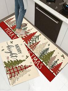 1/2 miếng thảm trang trí bếp Giáng Sinh, họa tiết cây thông Noel, thảm và miếng lót bếp mùa đông, chống trượt, có thể giặt, thấm hút, phụ kiện trang trí bếp, quà tặng lễ Giáng Sinh! - Nhiều màu - Xem 6