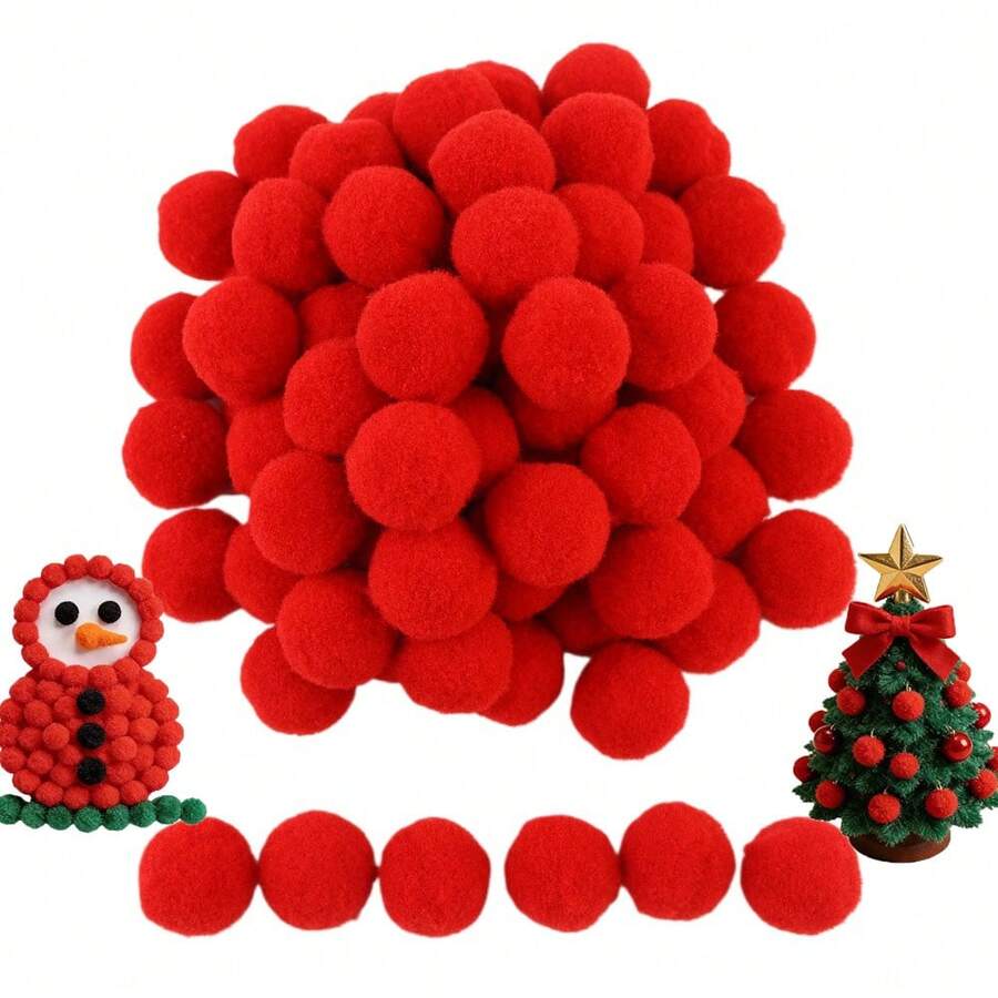 10/15/20/25/30/40/50mm Fluffy Mini Pom Poms, Christmas Red Plush Balls, Mixed Color Soft Fur Balls, Handmade Clothing, Wedding Decoration, DIY Pom Poms, Felt Balls, Sewing Craft Accessories