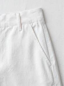 YROOE Women's All-Season Casual Minimalist Retro Solid Color Low-Waist Shorts White Summer - White - View 5