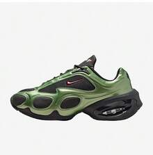 NIKE Air Max Muse Women's Metallic Army Green Futuristic Platform Shoes | Black Mesh Red Swoosh Functional Street Style FV1920-004 - Green - View 2