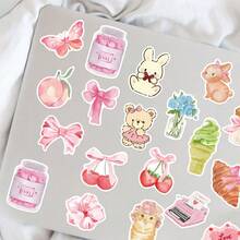 somoving 50pcs Cute Pink Stickers, New Year Gift, For Decorating Musical Instruments, Guitars, Water Bottles, Mugs, Skateboards, Laptops, Coffee Cups, Luggage, Diaries, And Scrapbooks - Multicolor - View 2