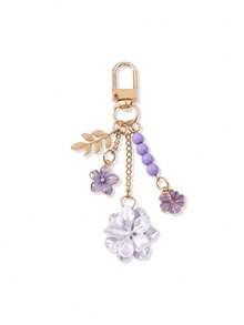 1pc Colorful Large And Small Flower & Leaf Beaded Keychain, Gentle & Exquisite Style Fashion Phone/Bag Charm, Gift For Family And Friends - Multicolor - View 8
