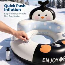 Camebust Inflatable Snow Sled Ring, 47 Inch Inflatable Snow Tube With 2 Reinforced Handles, Thickened Bottom, Suitable For Skiing, Ice Skating, Snow Sliding, Winter Sledding, Outdoor Family Games And Christmas Activities - Multicolor - View 2