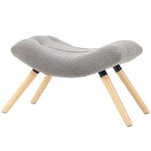 Stool, Pouf With Berber Wool Fabric, Padded Pouf Supporting Up To 120 Kg, For Living Room, Bedroom, 67 X 45 X 38 Cm, Light Gray - Light Grey - View 8