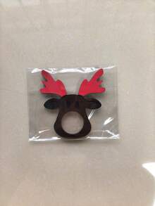 1/4pcs Christmas Reindeer Shaped Wooden Napkin Rings, Brown Tableware Buckles, Christmas Reindeer Design, Suitable For Christmas, Halloween, New Year, Wedding And Various Holiday Party Table Decoration - Rust Brown - View 13