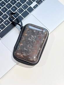 Holographic Shell Texture Hard EVA Storage Box, Portable Zipper Digital Storage Bag, Suitable For Earphones, Data Cables, Chargers, Small Electronic Accessories, With Hanging Strap Travel Organizer - Multicolor - View 7