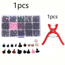 100/560Pcs Plastic Safety Screw Eyes Triangle Noses Kit, Including Mounting Pliers, Locking Washers And Storage Box, DIY Handcraft Supplies For Crochet Stuffed Animals & Dolls - Multiple Styles - View 12