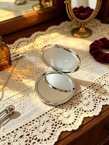 Prada Portable Makeup Mirror Series, Gold Round Mirror And Silver Triangle Hand Mirror, Lightweight And Durable, Suitable For Travel, Personal Use And Gifting - Silver - View 2