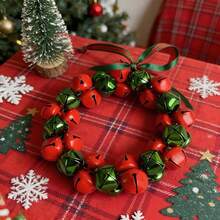 Christmas Tree Bell Hanging Ornament, Iron Bell Wreath Hanging Decor, Christmas Window Display Scene Decoration Prop, Holiday Home Party Decorative Pendant - Multicolor - View 3