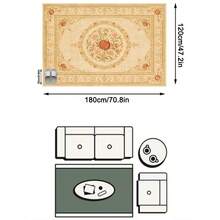 1PC Red Pomegranate Floral Pattern Faux Cashmere Machine Washable Area Rug, European Vintage Style Rectangular Soft Carpet, Living Room Bedroom Home Decor, All Season Use, Aesthetic Home Decoration - Multicolor - View 17