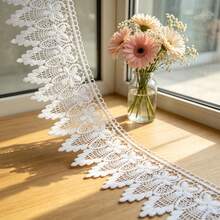 Retro Embroidered Lace Ribbon Tassel Lace Trim, 3.5 Inches Wide. Lace Decorative Technique. Suitable For DIY Embroidered Bed Skirts, Wedding Party Decorations, Jumpsuits, And Craft Decorations | Embossed Design | Decorative Item - Multicolor - View 7