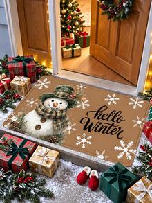 1pc 3D Embossed Anti-Slip Winter Snowflake Christmas Snowman Doormat, Essential Christmas Decoration, Suitable For Entryway, Study, Bedside, Floor Mat, Outdoor, Easy To Clean, Anti-Slip, Quick Drying, All Season Use, Machine Washable - A - View 6