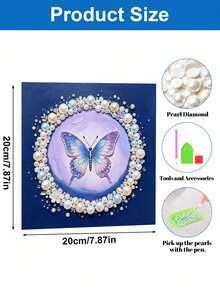 A Set Of Handmade Pearl Painting With A Frame, Featuring A Purple Butterfly Design. The Set Includes All The Handmade Tools And A Frame. It Is The Perfect Gift For Birthdays And Holidays. - A - View 5