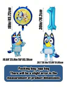 MASSDI Create A Vibrant Themed Party Decor With This All-Around Cartoon Dog Family Balloon Decoration Set, Including 1 Shiny Metallic Blue Number Foil Balloon To Mark Milestone Age - Multiple Styles - View 3