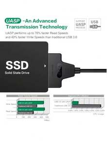 SATA To USB 3.0 / 2.0 Cable For 2.5 Inch External HDD SSD Hard Drive SATA 3 22 Pin Adapter USB 3.0 To Sata III Cord Up To 6 Gbp - View 5