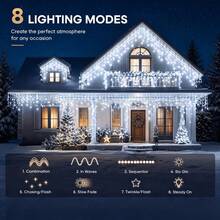 LED Outdoor Solar Icicle Lights, 45/96/150 LEDs, Featuring 8 Flashing Modes. Hanging Decorative Lights To Create Christmas Atmosphere, Suitable For Eaves, Gardens, Patios, Balconies, Parties And Wedding Decorations - Solar Icicle Lights - View 8