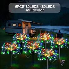 Solar Powered Fireworks Lights Outdoor Garden Decor, Support Warm And Colorful Light Effects, Available In 1PC 60LEDs And 4pcs 240LEDs, Fireworks Radiating Shape With Dense LED Beads, Solar Powered Day Charging And Automatic Night Lighting, Suitable For Garden Lawn Patio Fence Trees, Christmas New Year Party Camping Wedding Landscape Atmosphere Lighting - Solar Fireworks Light - View 16