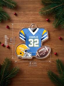 1pc Personalized Text Football Player Christmas Ornament, Football Player Gift, Football Fan Gift, Football Gift, Team Christmas Gifts - Multicolor - View 6