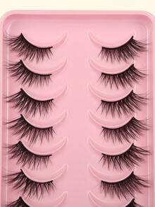 10 Pairs Half Lash Extensions Natural Style Outer Corner Lengthening - Black - View 2