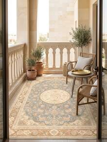 1PC Arabic Calligraphy Pattern Faux Cashmere Machine Washable Area Rug, Middle Eastern Persian Style Islamic Classical Court Rectangular Soft Carpet, Living Room Bedroom Home Decor, All Season Use, Aesthetic Home Decoration - Multicolor - View 7