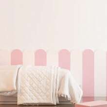 5pcs 5.9x23.62inch Wall Protection Film Geometric Arch Wall Panels, Self-Adhesive Semi-Circular Border Design, Multi-Color, Wipeable, For Bedroom, Living Room, Study, Easy Peel & Stick Removable - A - View 9