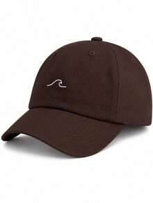 1 Unisex Classic Baseball Cap - Minimalist Ocean Wave Line Art Pattern - Available In Coffee Color - Soft Adjustable Dad Hat For Surfers - Coffee Brown - View 3
