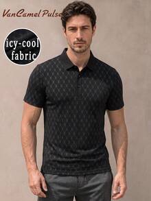 Vancamel Pulse 男士 POLO 衫 寬鬆版型 快乾冰絲面料 短袖 極簡百搭 純色 Polo 領 休閒戶外通勤 黑色 - 黑色 - 查看 1