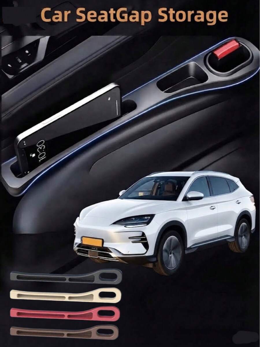 2pcs Car Seat Gap Filler Storage Organizer, Anti-Leak Anti-Drop Storage Box For Phone, Keys And Small Items, Multi-Function Gap Storage Box, Car Center Console Side Armrest Box, Unisex Car Interior Accessory, Car Interior Decoration - Multicolor - View 1
