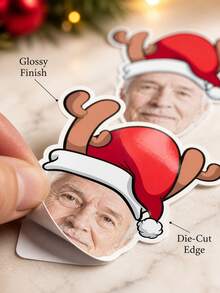 8/20/40/15/30/60pc Custom Christmas Face Stickers, Personalized Photo Santa Elf Reindeer Tree Hat Styles Labels , Holiday Gift Wrap Decor For Cups Envelopes Notebooks Cards, Holiday Party Favors,Christmas Gift - Multicolor - View 6