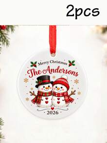 Custom Couple Round Christmas Ornament, Romantic Christmas Tree Decoration, Personalized Hanging Keepsake For Couples, Festive Home Decor, Customized Name Holiday Ornament, Sweet Anniversary Gift, Customizable Christmas Present For Lovers, Room Decor - Style D - View 12