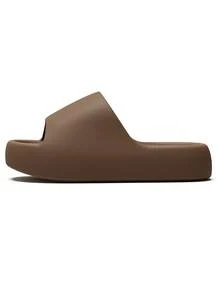 Men's Massage Footprint Open Toe Slides, Soft EVA Summer Beach Vacation Slip-On Sandals - Brown - View 10
